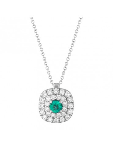 Collana Buonocore - Classic - Oro Bianco - Diamanti - Smeraldo 0,18 ct - 732C02MW