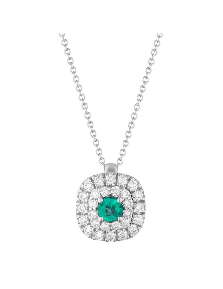 Collana Buonocore - Classic - Oro Bianco - Diamanti - Smeraldo 0,18 ct - 732C02MW