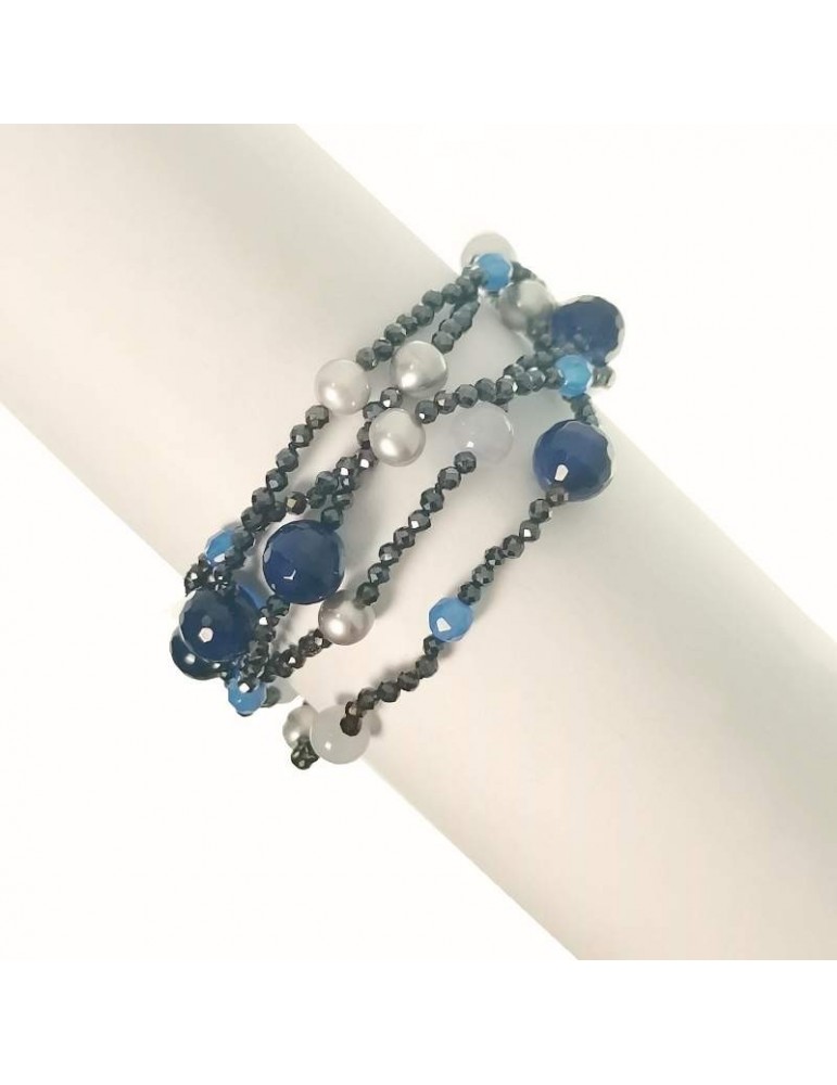 Rajola Women's Bracelet - Jazz - Blue Agate - Black Spinels -54681218
