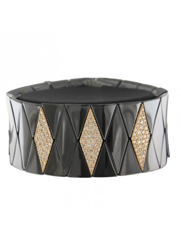 Roberto Demeglio Woman's Bracelet - Diva in Polished Black Ceramic with 2.46-carat Brown Diamonds - 0 2