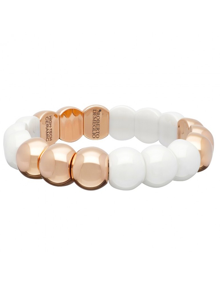 Roberto Demeglio Woman Bracelet - Aura Dama in Glossy White and Rose Gold Plated Ceramic - 0