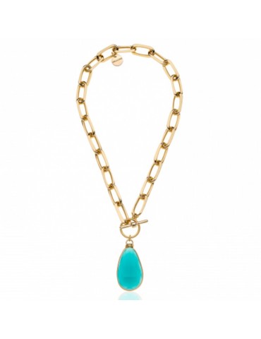 Unoaerre Necklace - Classica - Gold - Turquoise Pendant - 6EXH0025G-1AR