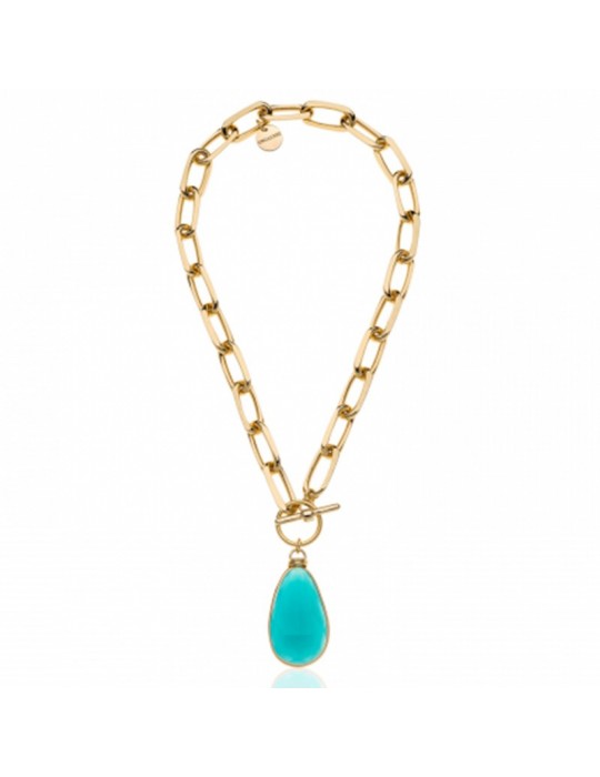 Unoaerre Necklace - Classica - Gold - Turquoise Pendant - 6EXH0025G-1AR