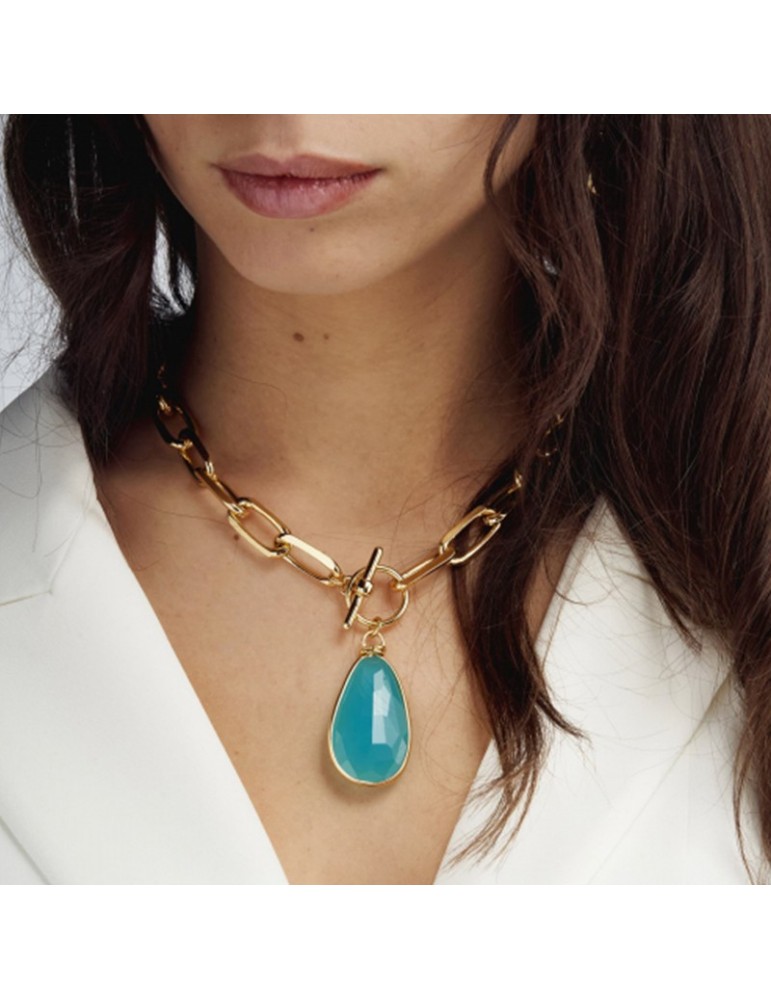 Unoaerre Necklace - Classica - Gold - Turquoise Pendant - 6EXH0025G-1AR