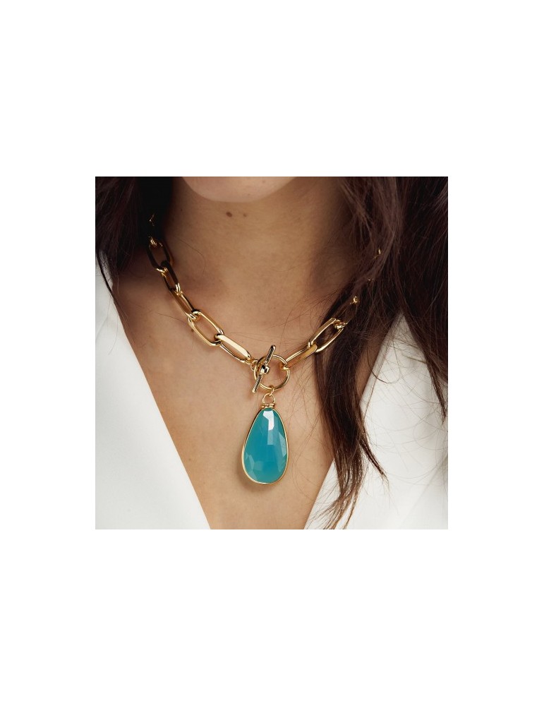 Unoaerre Necklace - Classica - Gold - Turquoise Pendant - 6EXH0025G-1AR