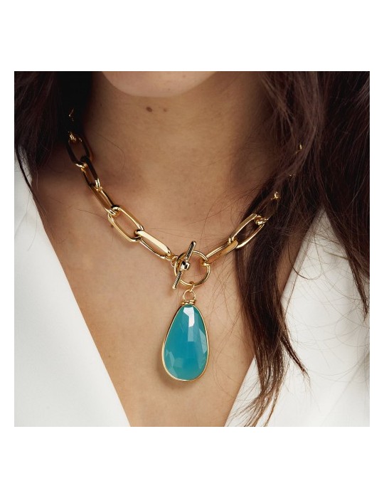 Unoaerre Necklace - Classica - Gold - Turquoise Pendant - 6EXH0025G-1AR