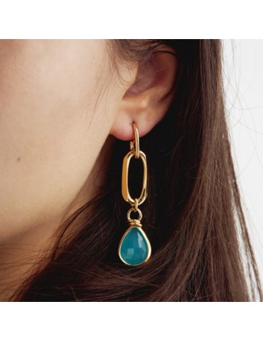 Unoaerre Earrings - Classica - Gold - Turquoise Crystals-6EXO0028G-1AR 2