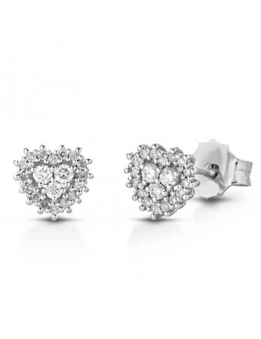 Lelune Diamonds Woman's Earrings - Heart in 18K White Gold with 0.25 carat Natural Diamonds - 0