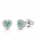 Orecchini Lelune Diamonds - Cuore - Oro - Diamanti - Smeraldi 0,11 carati - LDEASM014011