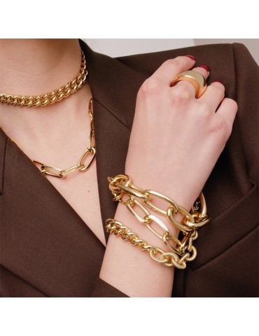 Unoaerre bracelet -Gold-Forzatina chain-Grumetta chain-EXB4914G-1AR 2