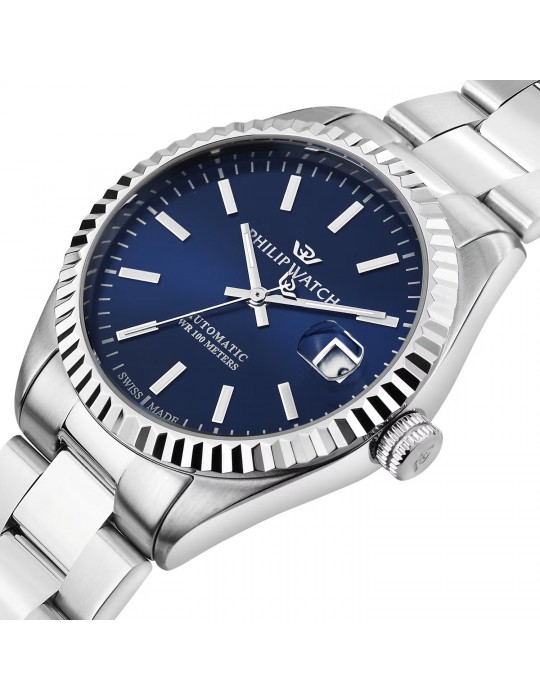 Philip Watch Men's Watch - Caribe Automatic Time and Date 39mm Blue - 0