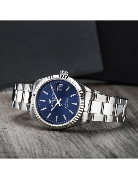 Philip Watch Men's Watch - Caribe Automatic Time and Date 39mm Blue - 0