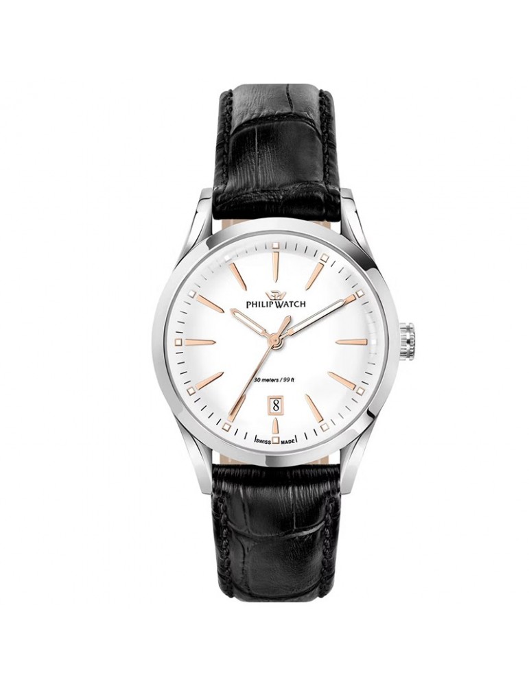 Philip Watch Men's Watch - Sunray Time and Date 39mm White Rose Gold - 0