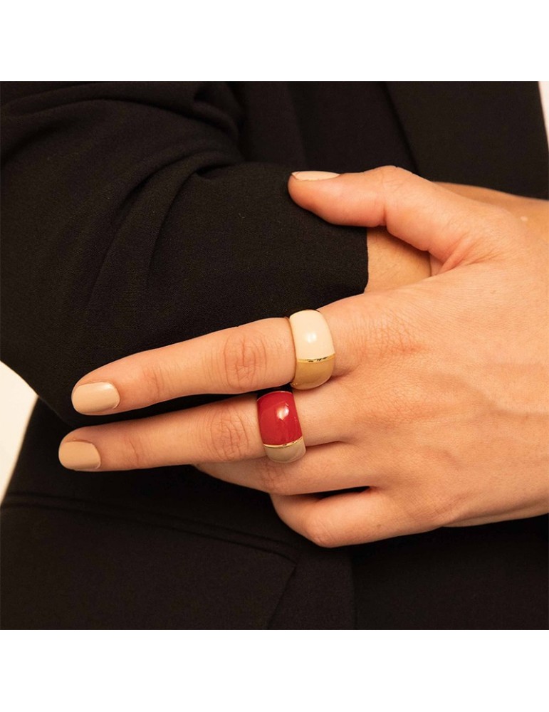 Anello Unoaerre - Colors - Bombato-Gold-Rosso e Beige-7EXA0020007G-1AR