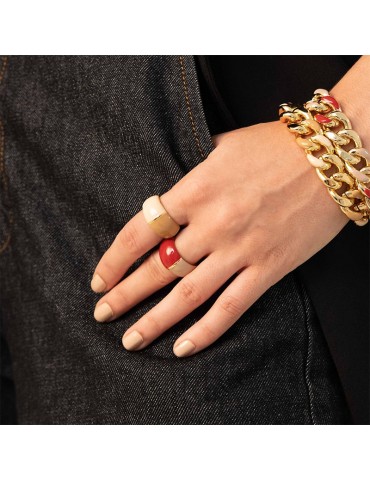 Anello Unoaerre - Colors - Bombato-Gold-Rosso e Beige-7EXA0020007G-1AR 2