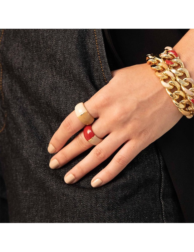 Anello Unoaerre - Colors - Bombato-Gold-Rosso e Beige-7EXA0020007G-1AR