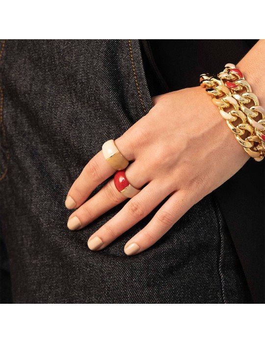 Unoaerre Ring - Colors - Rounded-Gold-Red and Beige-7EXA0020007G-1AR