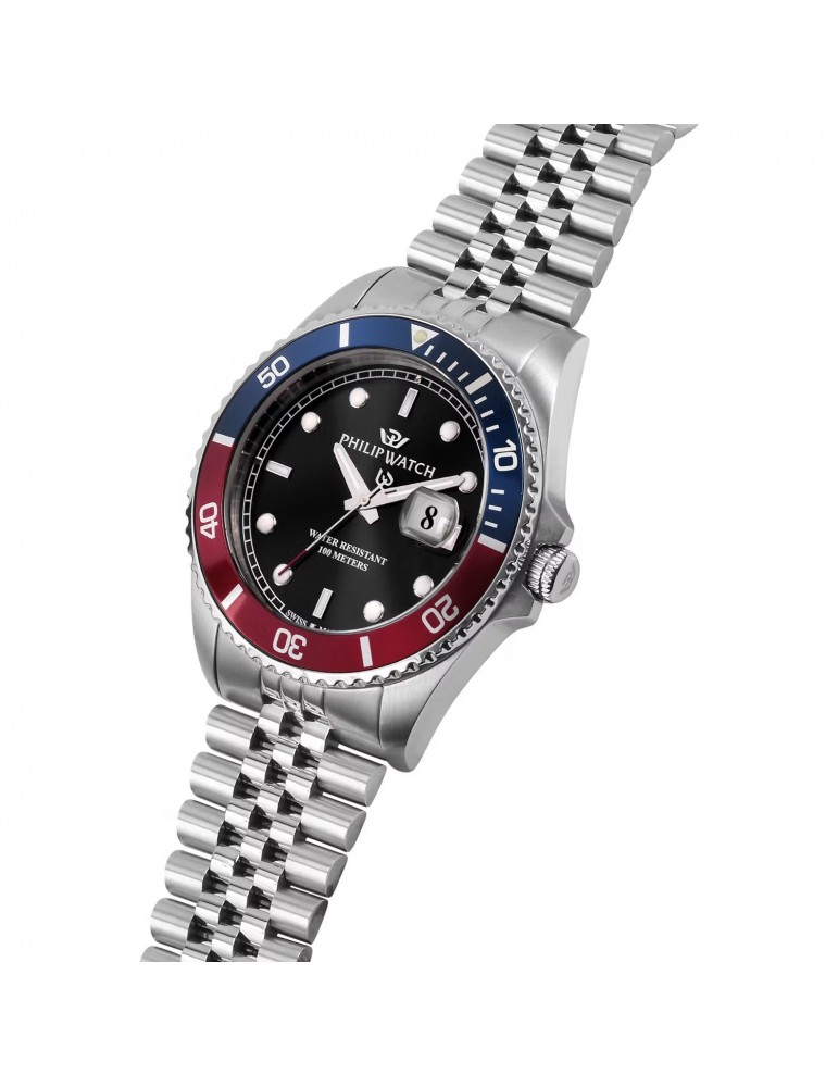 Orologio Philip Watch - Caribe - 42mm Nero Rosso Blu - R8253597088