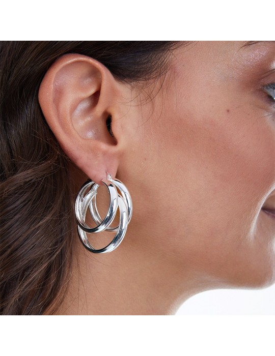 Unoaerre Earrings - New - Silver Bronze - Three Circles -EXO43599B