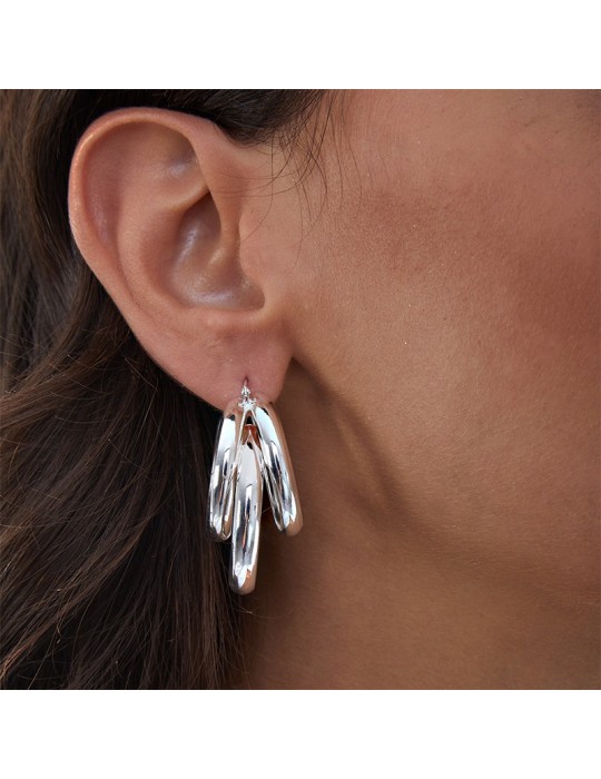 Unoaerre Earrings - New - Silver Bronze - Three Circles -EXO43599B