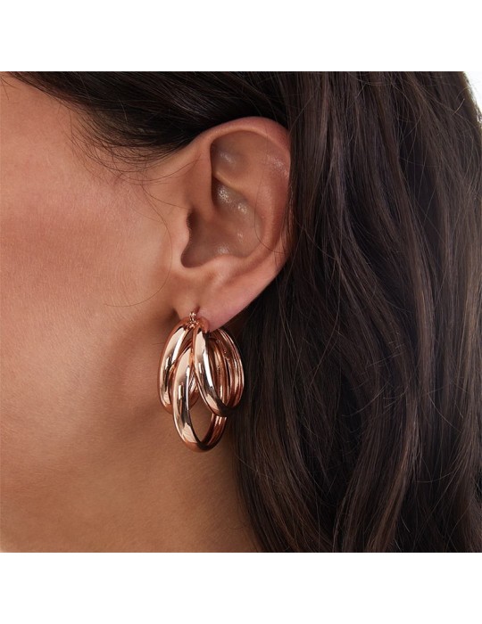 Unoaerre Earrings - New - Rosé Bronze - Three Circles - EXO43599R