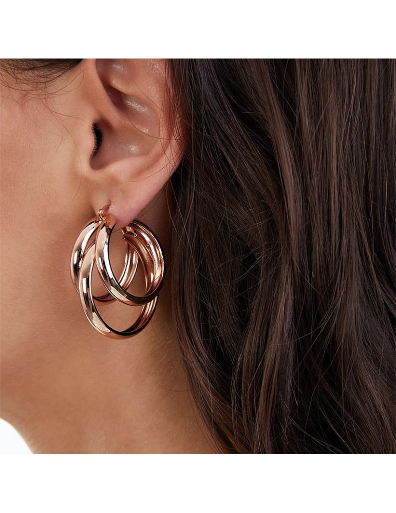 Unoaerre Earrings - New - Rosé Bronze - Three Circles - EXO43599R