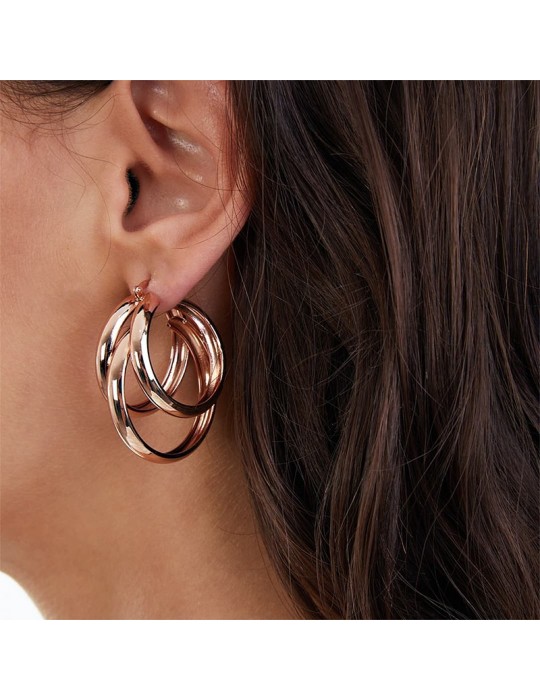 Unoaerre Earrings - New - Rosé Bronze - Three Circles - EXO43599R