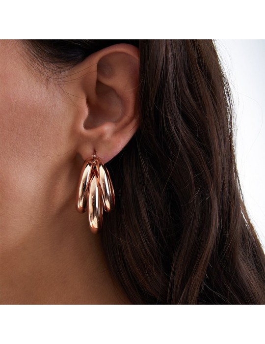 Unoaerre Earrings - New - Rosé Bronze - Three Circles - EXO43599R