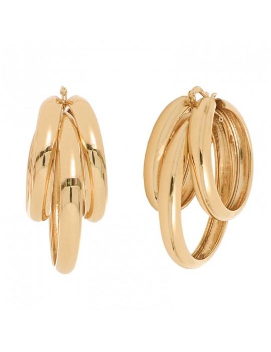 Unoaerre Earrings - New - Gilded Bronze - Three Circles - EXO43599G