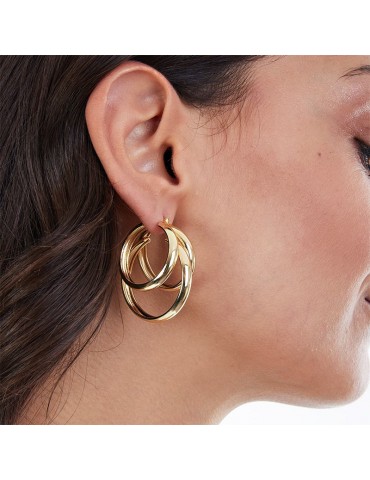 Unoaerre Earrings - New - Gilded Bronze - Three Circles - EXO43599G 2