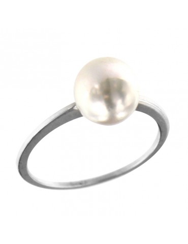 Coscia Ring for Woman - In 18K White Gold with Akoya Pearl 8-8,5mm - 0