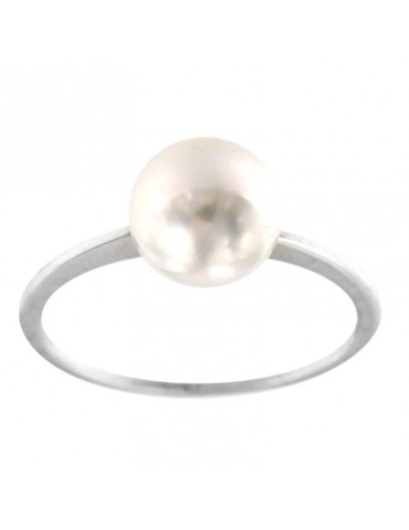 Coscia Ring for Woman - In 18K White Gold with Akoya Pearl 8-8,5mm - 0 2