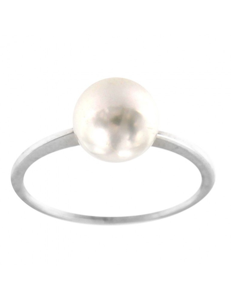 Coscia Ring for Woman - In 18K White Gold with Akoya Pearl 8-8,5mm - 0