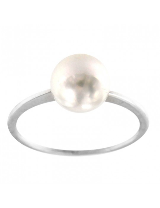 Coscia Ring for Woman - In 18K White Gold with Akoya Pearl 8-8,5mm - 0