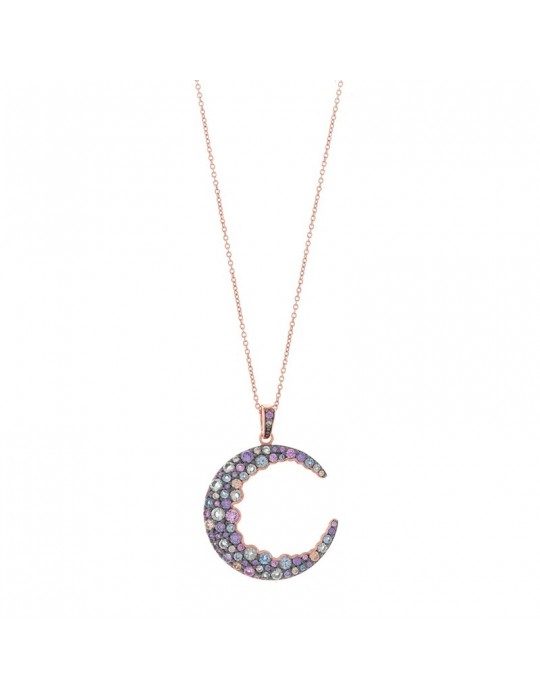 Collana Salvatore Plata-Vibrant-Rose Gold-Luna-Pietre Colorate-136C0270 Collana Salvatore Plata-Vibrant-Rose Gold-Luna-Pietre Colorate-136C0270