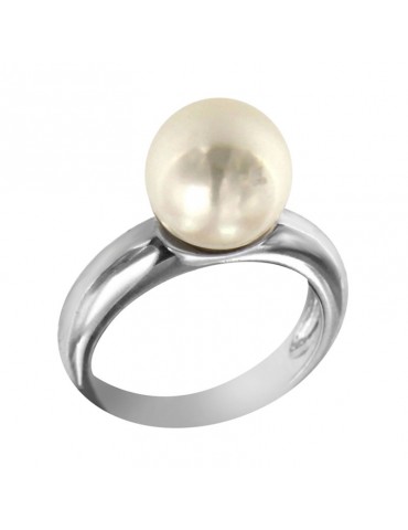 Anello Nimei da Donna Oro Bianco 18 Carati Perla Akoya 10-10,5