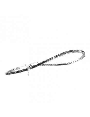 Crieri - Lucciole Tennis Bracelet in 18K White Gold with White Diamonds and 1.50 ct Black Diamonds - 0