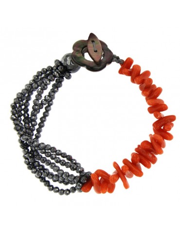 Bracciale Rajola Armonia con Corallo di Sciacca ed Ematite da Donna - 0 2