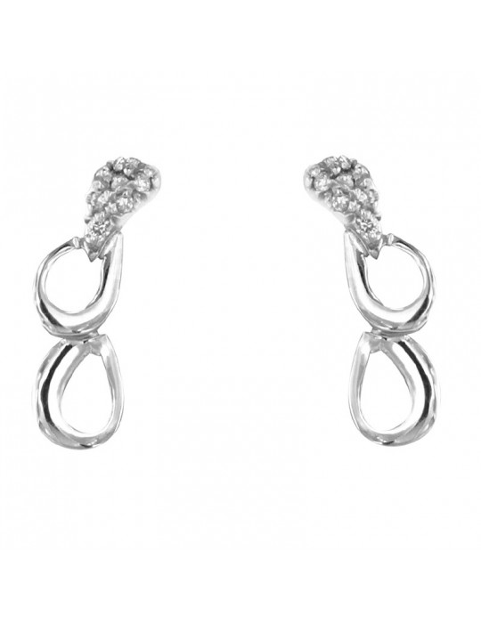 Miluna Women's Earrings - in 18K White Gold Infinity with Natural Diamonds - 0