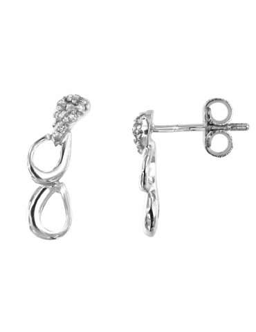 Miluna Women's Earrings - in 18K White Gold Infinity with Natural Diamonds - 0 2
