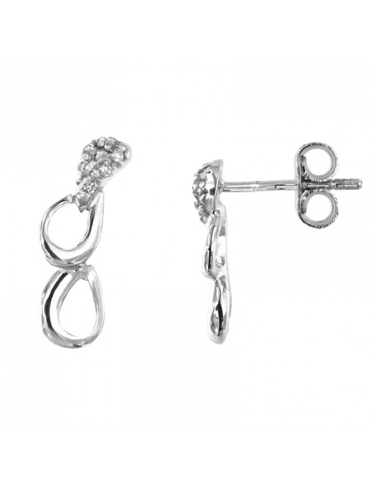 Miluna Women's Earrings - in 18K White Gold Infinity with Natural Diamonds - 0
