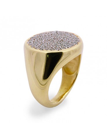 Rue Des Mille Ring - Dancing Drops - Shield - Gold-Zircons-ANZ014M3AU