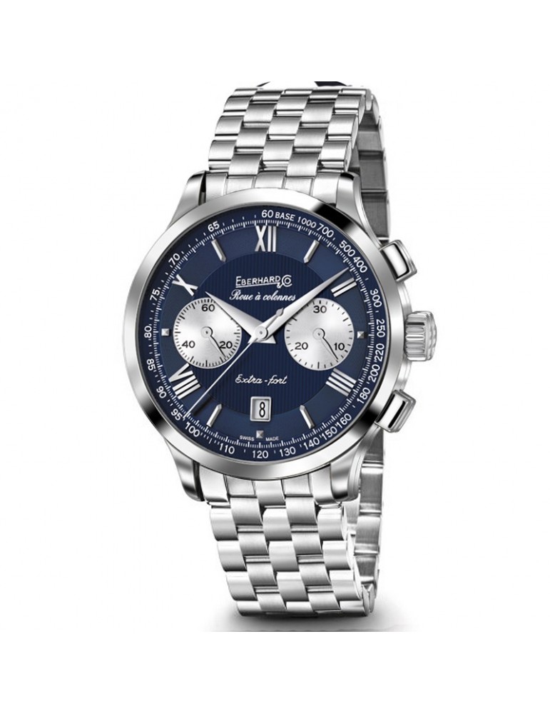 Eberhard Men's Watch - Extra-fort Grande Taille Roue à Colonnes Mechanical Automatic 41mm Blue - 0