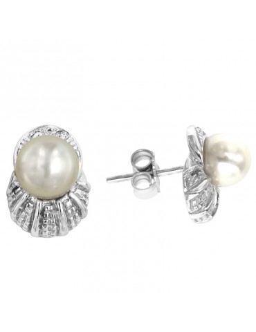 Orecchini Miluna - Oro Bianco 18 Carati - Perle Freshwater - PER459 2