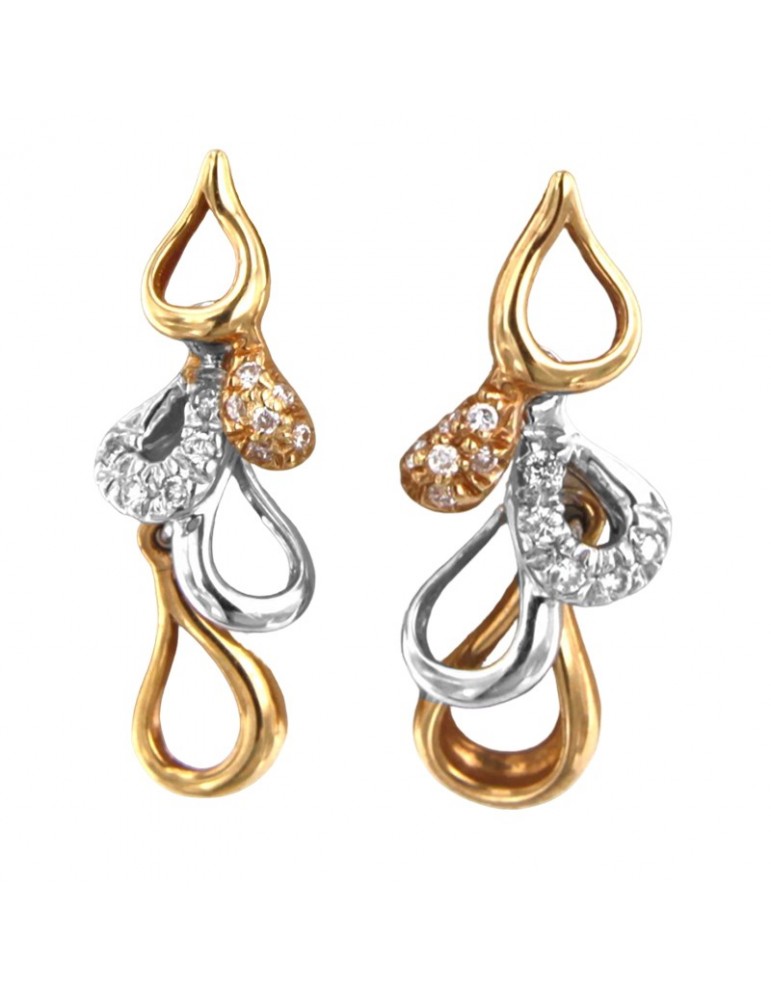 Orecchini Miluna - Pendenti - Oro Bianco - Oro Rosa 18 Carati - Diamanti Naturali