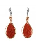 Silvia Kelly Earrings - Pendants in 18K Rose Gold with Red Coral Cameo - 0