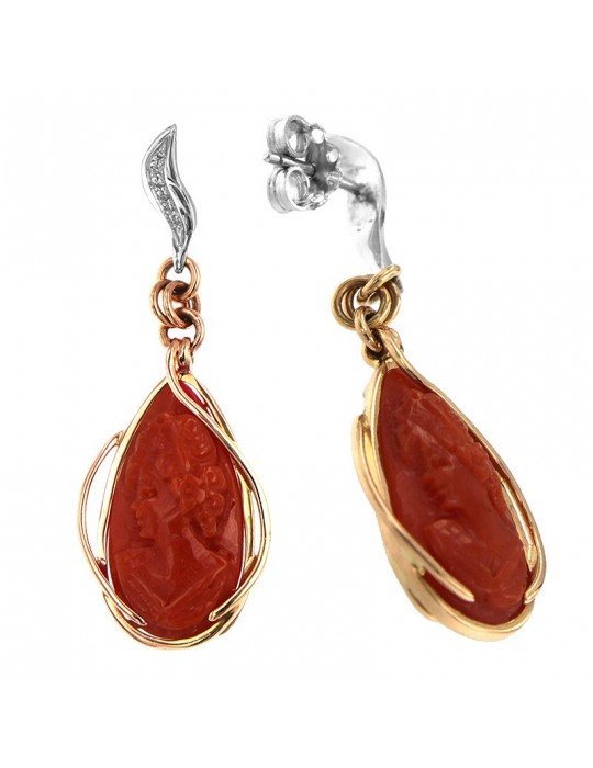 Orecchini Silvia Kelly - Pendenti - Oro Rosa 18 Carati - Corallo Rosso - OR53913A