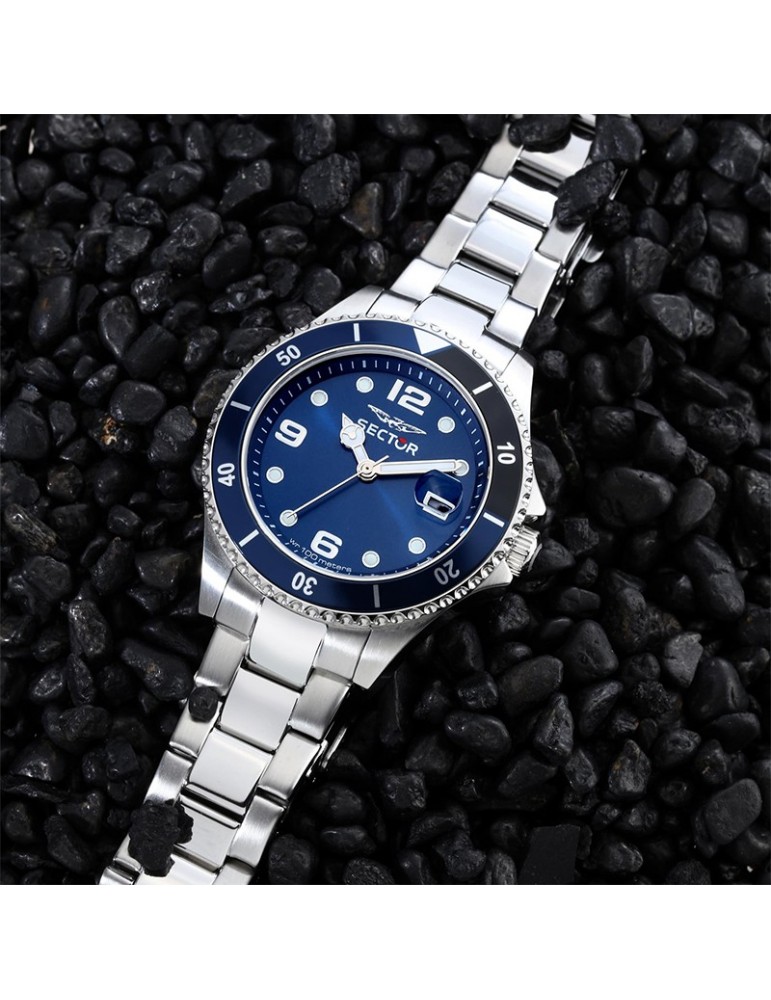 Sector Watch - 230 - Time and Date - Silver - 39mm - Blue-R3253161049