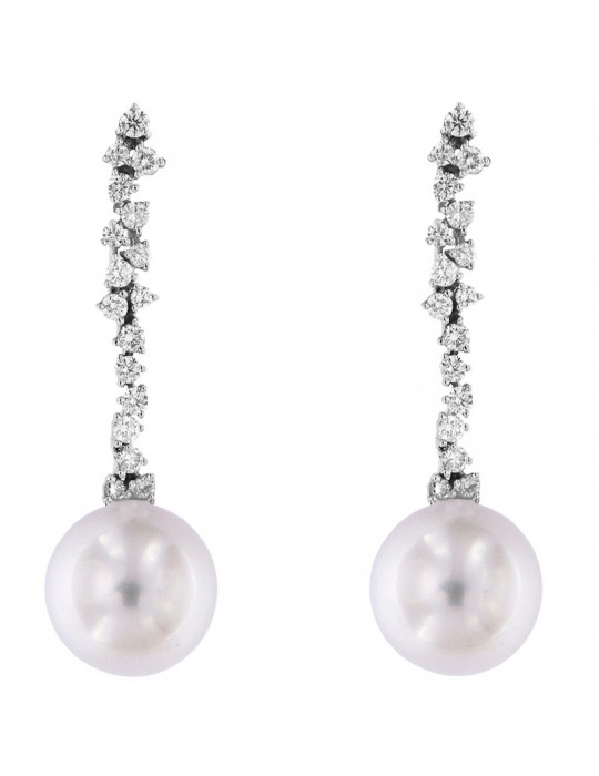 Coscia Pearl's Earrings - Australian South Sea in White Gold with Diamonds - 0