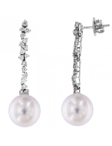 Coscia Pearl's Earrings - Australian South Sea in White Gold with Diamonds - 0 2
